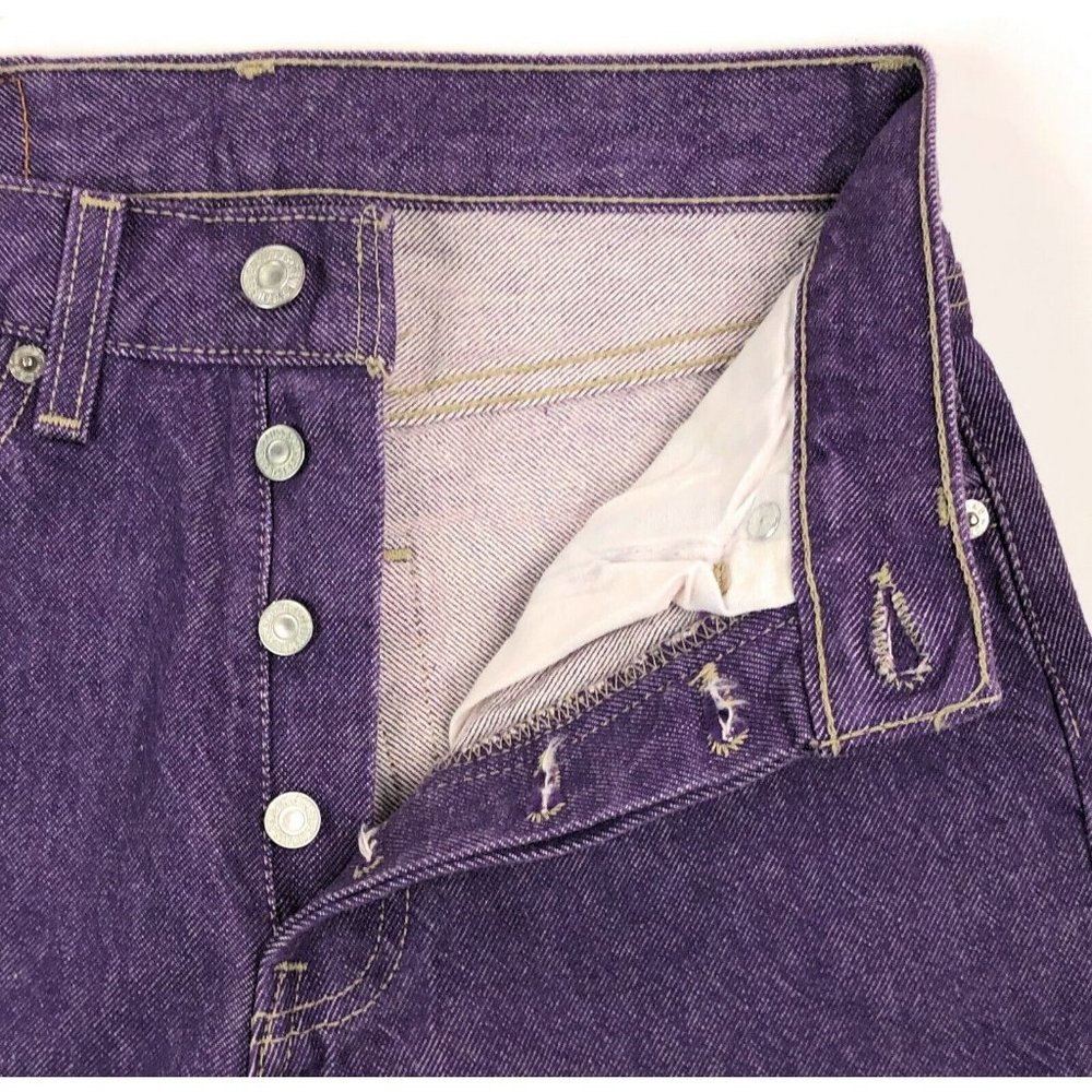 Levis 501 For Women 25x32 Purple Jeans VTG Button Fly Straight Leg Made In USA - Picture 6 of 10